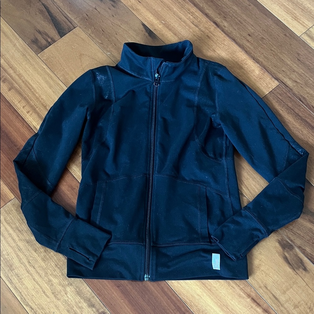 Zella Girl Black Athletic Zip Front Jacket Size Large 10/12